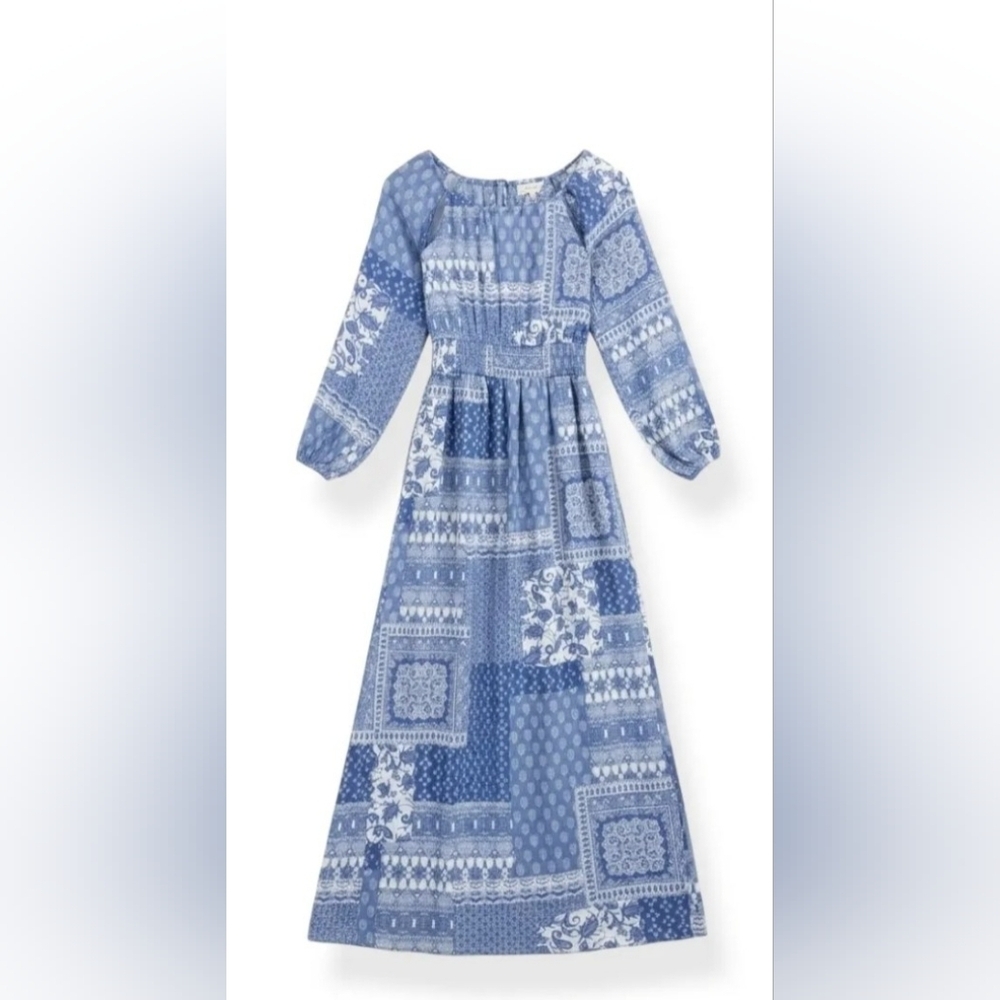 Promesa NWT Blue and White Bandana Maxi Dress Small PTP 18